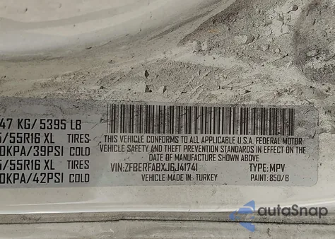 2018 Ram Promaster City Tradesman из США, поврежденный, VIN ZFBERFABXJ6J41741